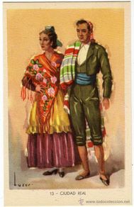 Postales: BONITA POSTAL - CIUDAD REAL - PAREJA ATAVIADOS CON EL TIPICO TRAJE REGIONAL
